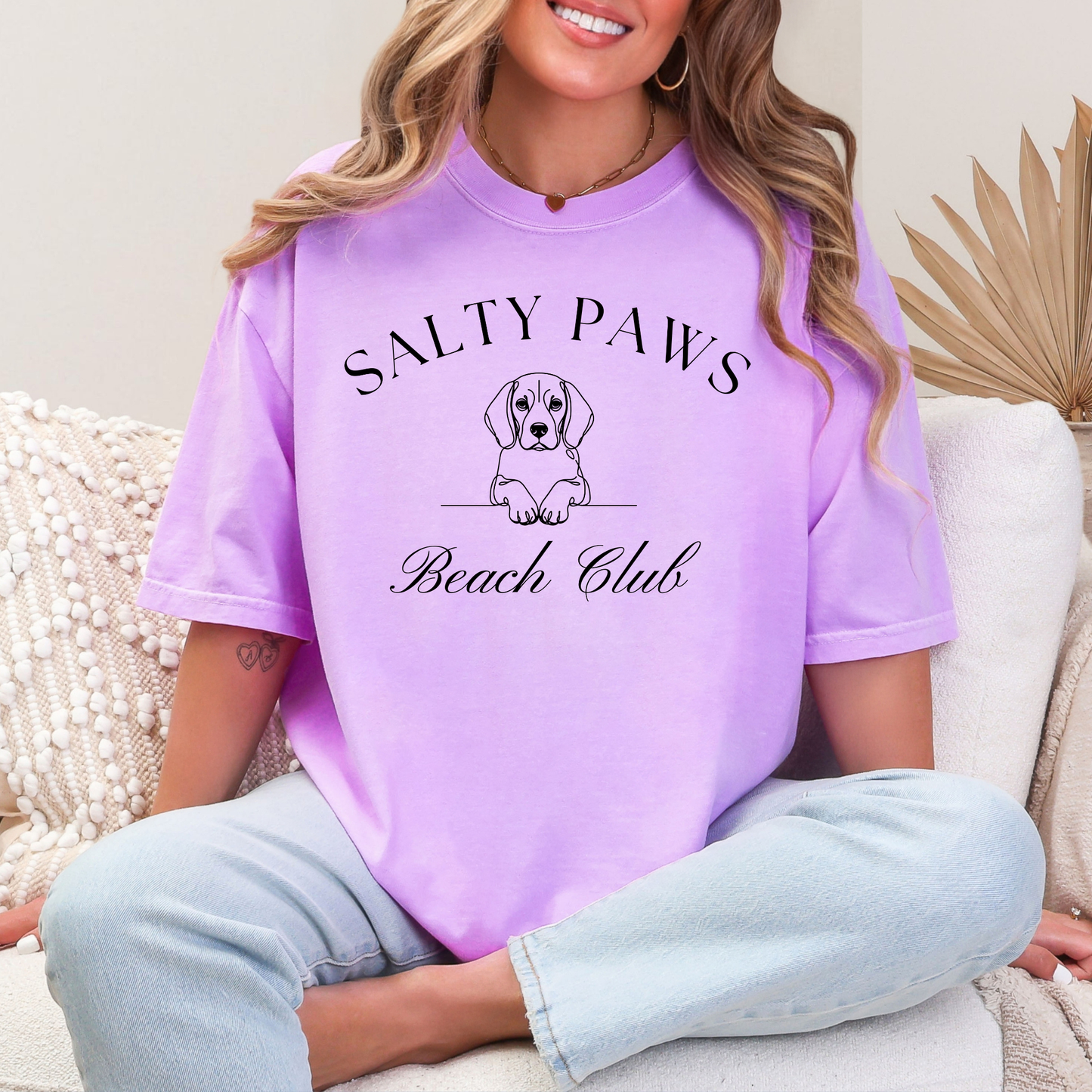 Custom Salty Paws Graphic Tee in Violet