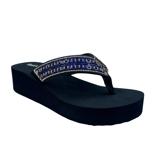 Evania Rhinestone Sandal in Navy