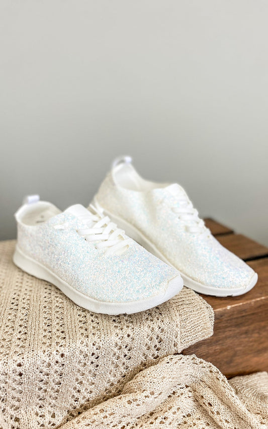 Mayo Glitter Sneakers in White