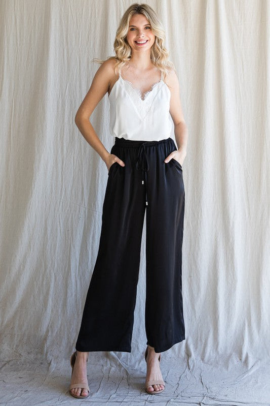 City Ease Wide Leg Bottoms in Black