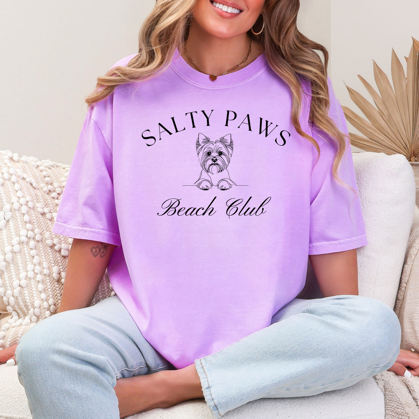 Custom Salty Paws Graphic Tee in Violet
