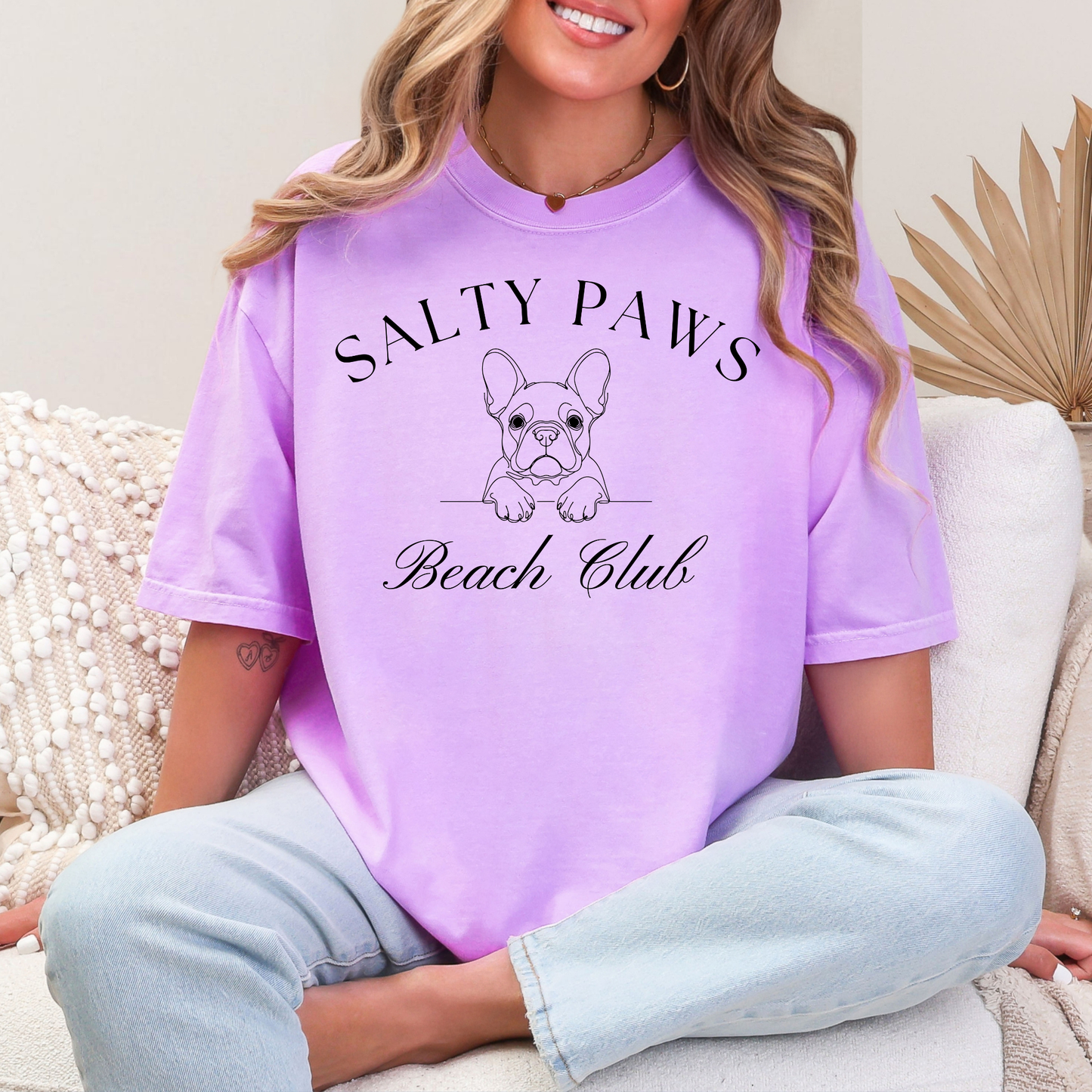 Custom Salty Paws Graphic Tee in Violet