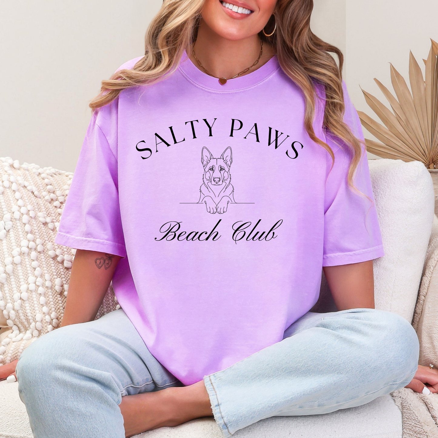 Custom Salty Paws Graphic Tee in Violet