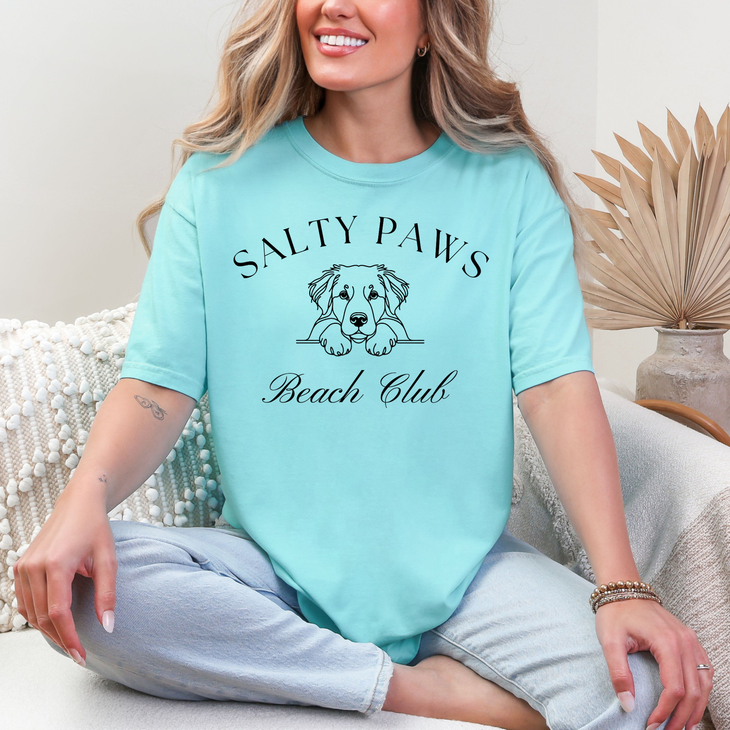 Custom Salty Paws Graphic Tee in Mint
