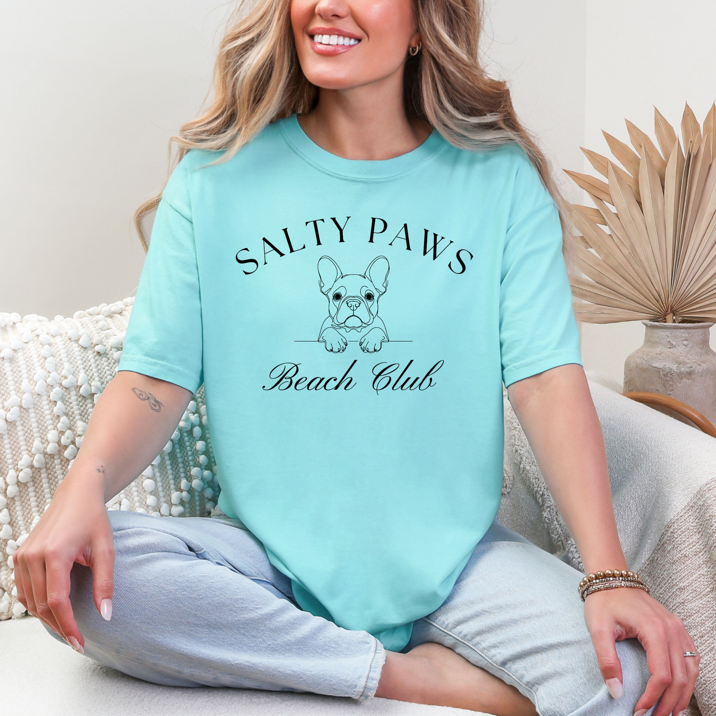 Custom Salty Paws Graphic Tee in Mint