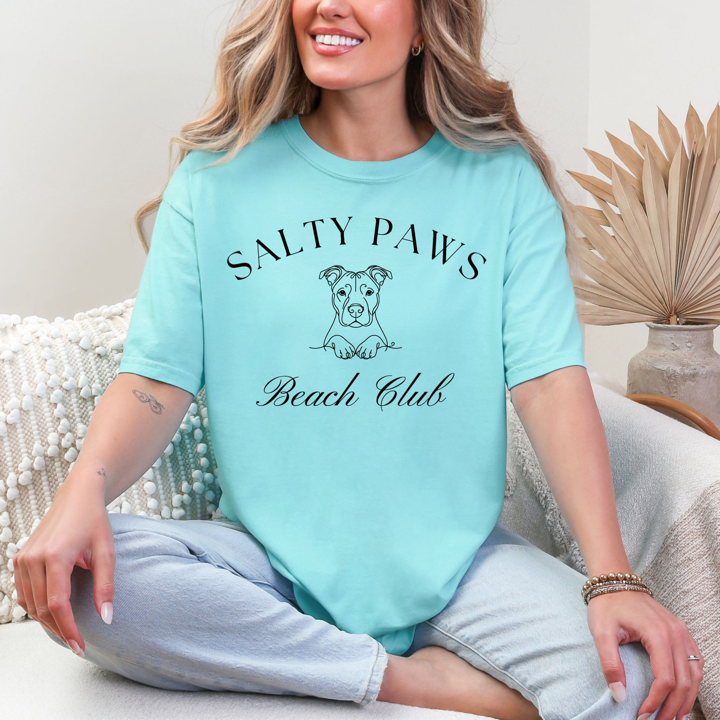 Custom Salty Paws Graphic Tee in Mint