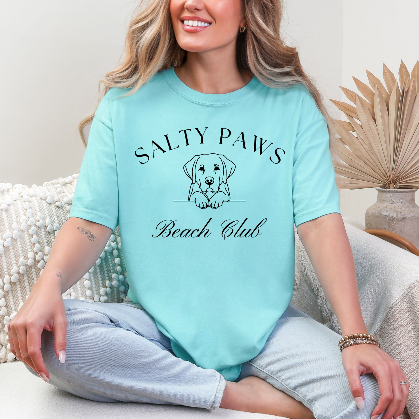 Custom Salty Paws Graphic Tee in Mint