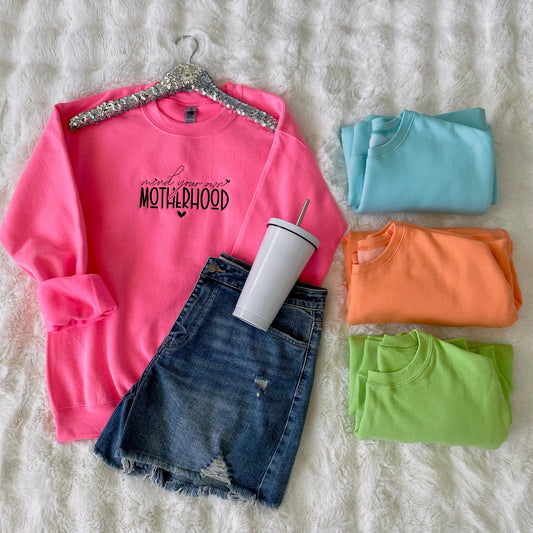 PREORDER: Mind Your Own Motherhood Embroidered Sweatshirt in Assorted Colors