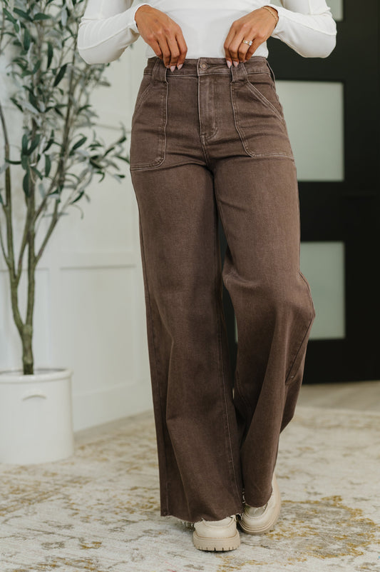 Andy High Waist Retro Wide Yarn Dyed Front Patch Pkts