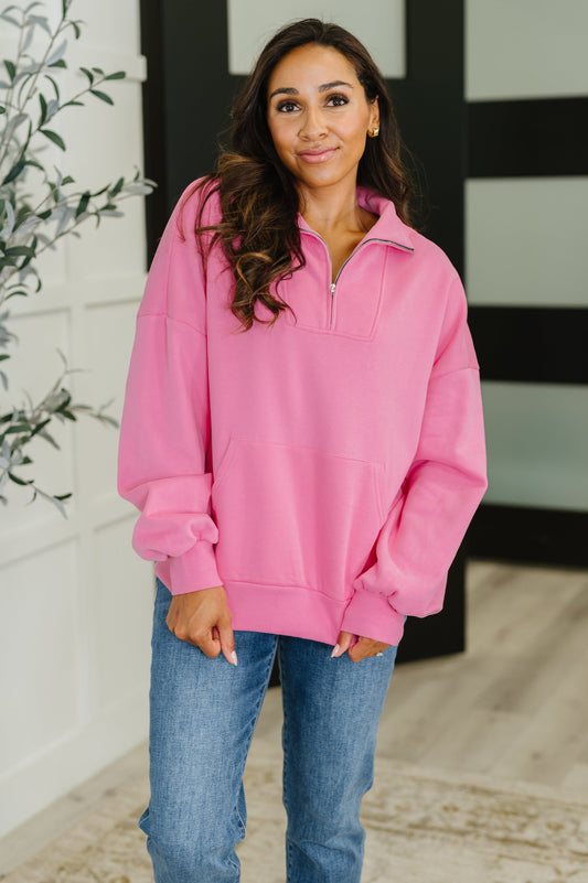 Bonbon Delight Half Zip Pullover in Pink