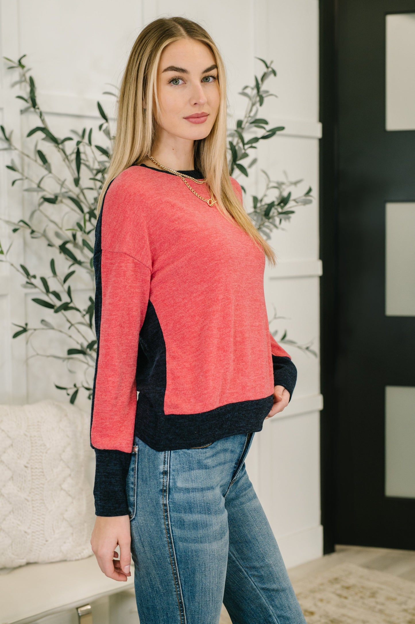 Couldn't Be Happier Color Block Long Sleeve Top