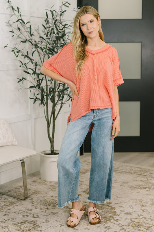 Growing Restless V-Neck Tee in Coral