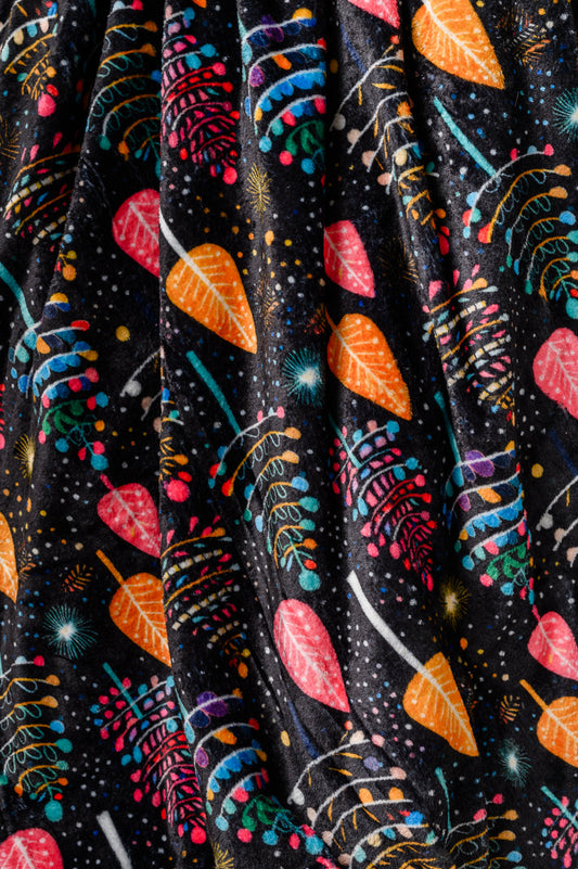 Holiday Fleece Blanket in Neon Trees