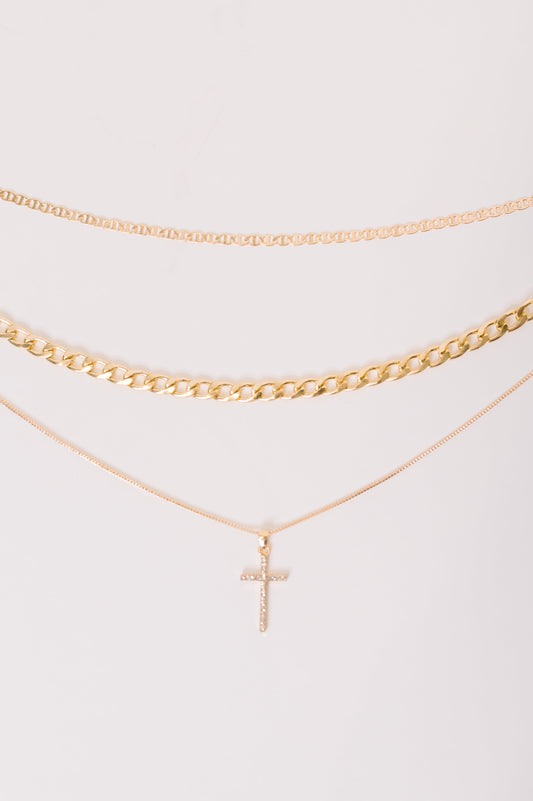 Layered Faith Necklace in Gold