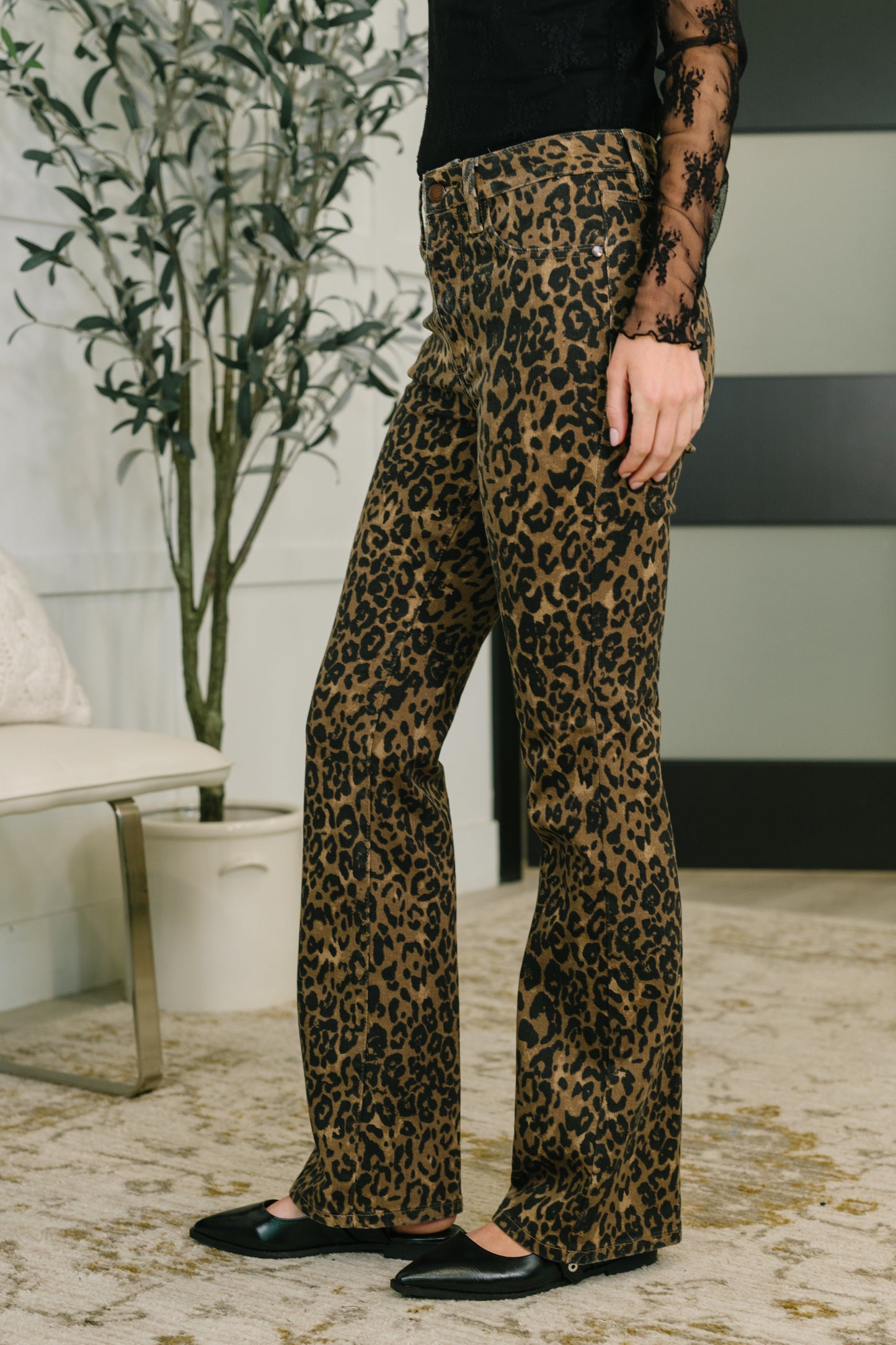 Roxy High Waist Bootcut Leopard Print