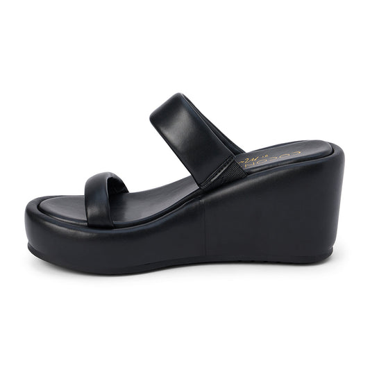 Unique Wedge Sandal in Black