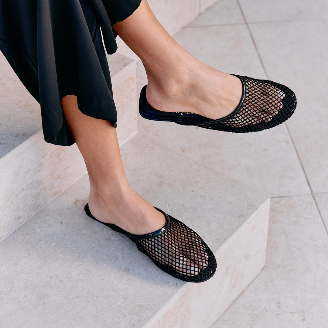 Brooklyn Flat Mule in Black