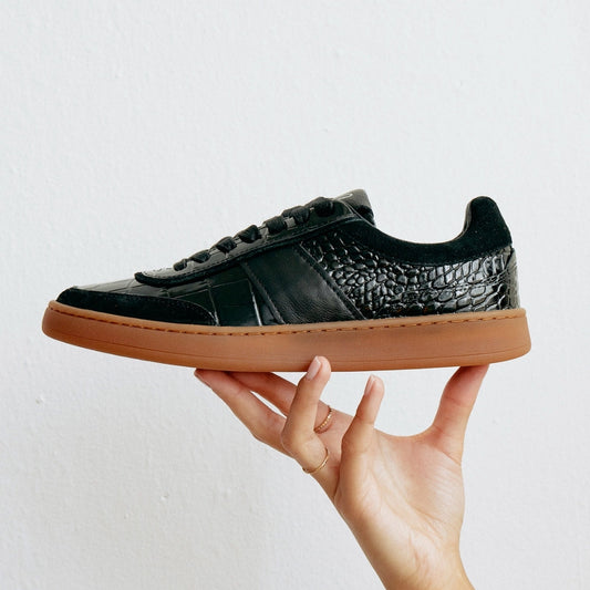 Quincy Low-Top Sneaker in Black Croc Print