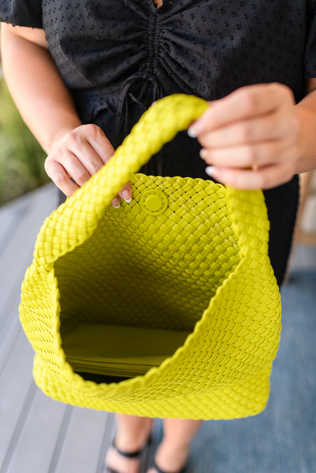 Woven and Worn Tote in Citron